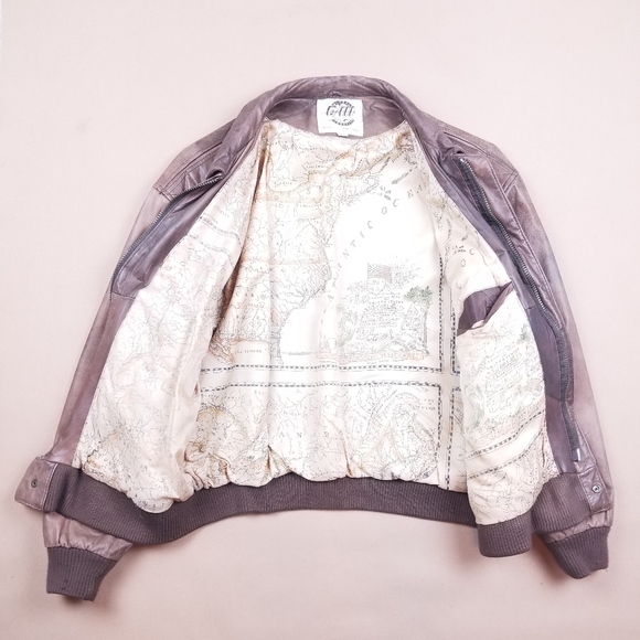 VTG 90's 80's G-III Global Identity Brown Leather Heavyweight Bomber Jacket - Picture 5 of 9
